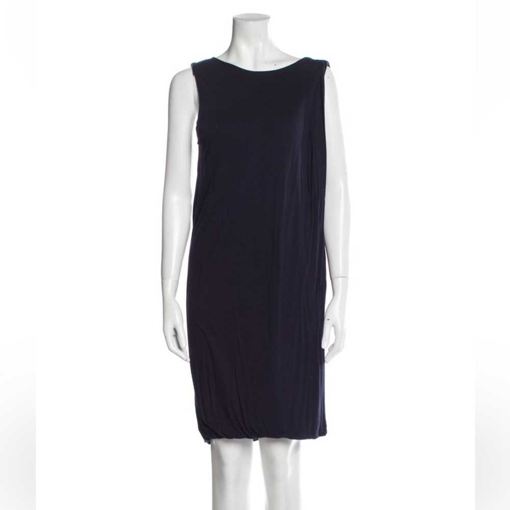 Vince Bateau Neckline Drape Dress Size M Dark Blue